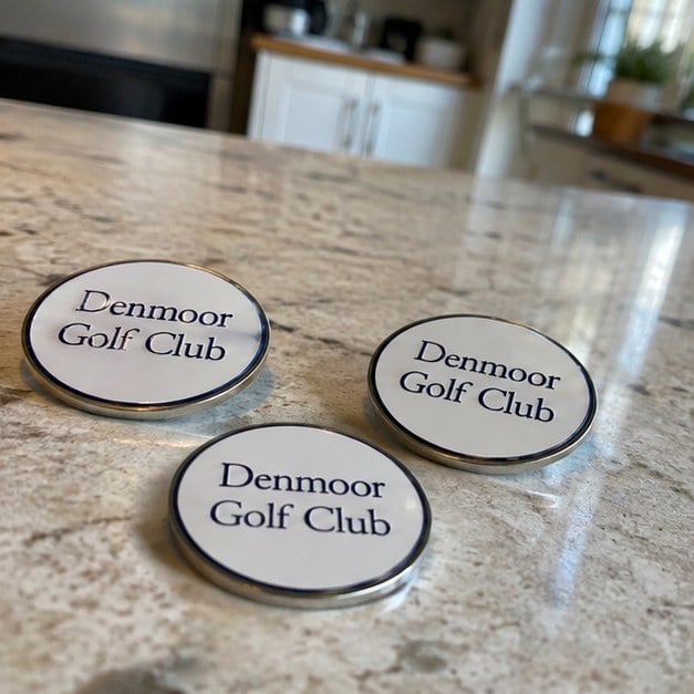 Custom golf ball markers — customer photo