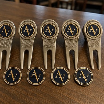Customized golf ball markers for societies and roll-ups